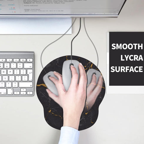 Mouse Pad Wrist Support - Ergonomic Gel Mouse Pad with Wrist Rest, Comfortable for Laptop, Black Marble