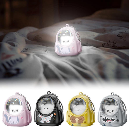 Generic Mini Cat Keychain Flashlight Portable LED Torch for Kids Cute Cartoon Animal Floodlight Pendant Accessory