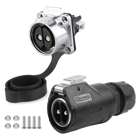 CNLINKO LP-28 2-Pin Waterproof Connector, Secure Screw-in Design Circular Connector, IP68 Quick Plugging Aviation