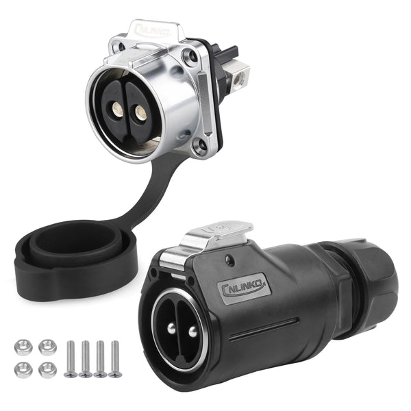 CNLINKO LP-28 2-Pin Waterproof Connector, Secure Screw-in Design Circular Connector, IP68 Quick Plugging Aviation