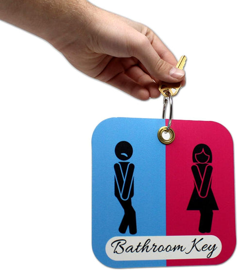 Zelica Funny Bathroom Pass - Unisex Office Restroom Key Tag Holder with Keychain Ring for School, Office, and More