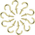 Biaungdo 100 Pcs 1/2" Ceiling Cups Hooks, Gold Screw Hooks with Self-Tapping Screws