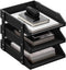 Leather Desk Organizer, Thipoten 3-Tier Stackable Letter Tray Holder for Office Supplies, Black-3Tiers