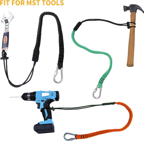 Retractable Tool Lanyard 3 Pack Safety Leash with Aluminum Lock Carabiner Clip for Hand Tools/Construction