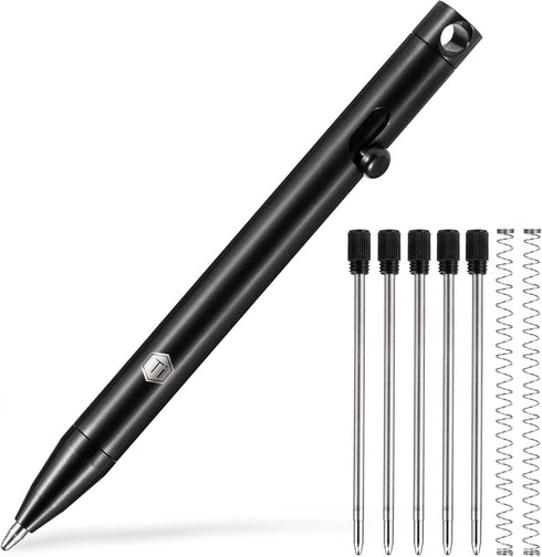 KeyUnity KP00 Titanium Alloy Bolt Action Pen with Bonus Refills, Retractable Pocket Ball-point Pen for Everyday Use