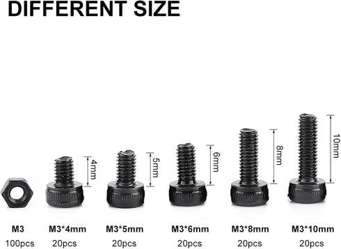 Walfront M3 Screws Assortment Kit with Storage Case, 280PCS Button Head and Socket Head Screws, Bolts, Nuts