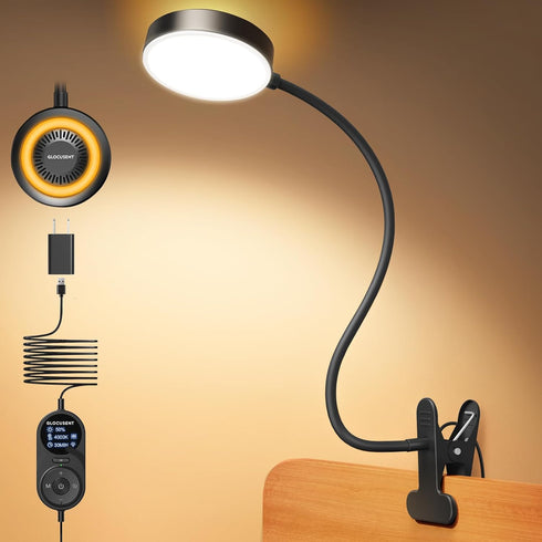 Glocusent Clip on Light, 72 LEDs Clip on Lamp with Amber Night