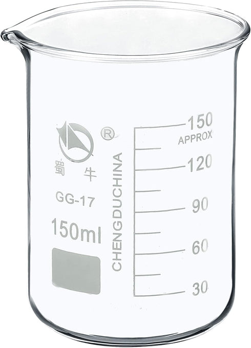 PATIKIL 150ml Low Form Glass Beaker, 3.3 Borosilicate Glass with Graduated Scale for Kitchen Lab
