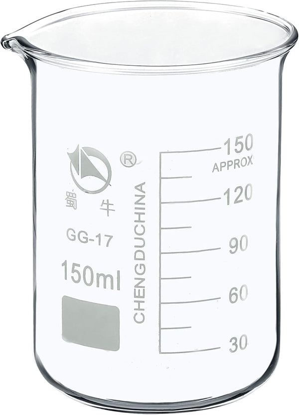 PATIKIL 150ml Low Form Glass Beaker, 3.3 Borosilicate Glass with Graduated Scale for Kitchen Lab