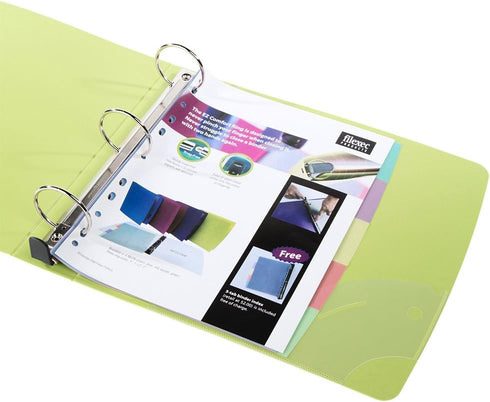 Filexec Ez Comfort 3 Ring Binder, 2 Inch Capacity, 5 Tabbed Dividers, Opaque, Letter Size, Pack of 4, Blue, Hot Pink,
