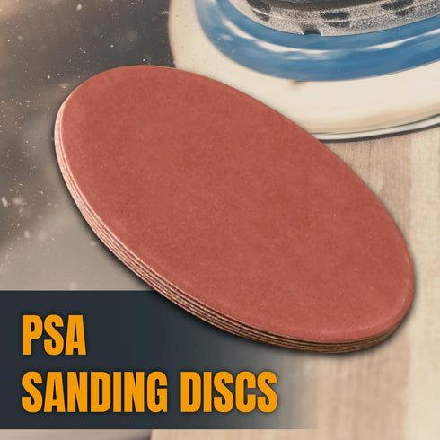 POWERTEC 20 PCS 120 Grit 5 Inch PSA Sanding Discs, Self Stick Sandpaper for Drywall, Woodworking, Paint