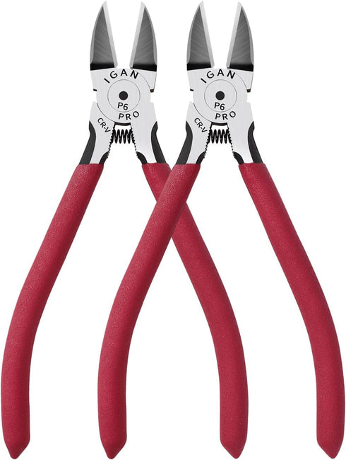 IGAN-P6 Wire Cutters (Pack of 2): 6-inch Ultra Sharp Side-cutting Pliers for Crafts, Electrical, Clean Cuts