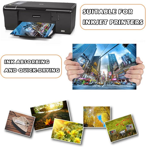 SNOMEL 4 200gsm (90 3.5 5, 4 6, 5 7, 8.3 11.7 Inch) Sizes Photo Paper, High Glossy White Photographic Paper, Advanced