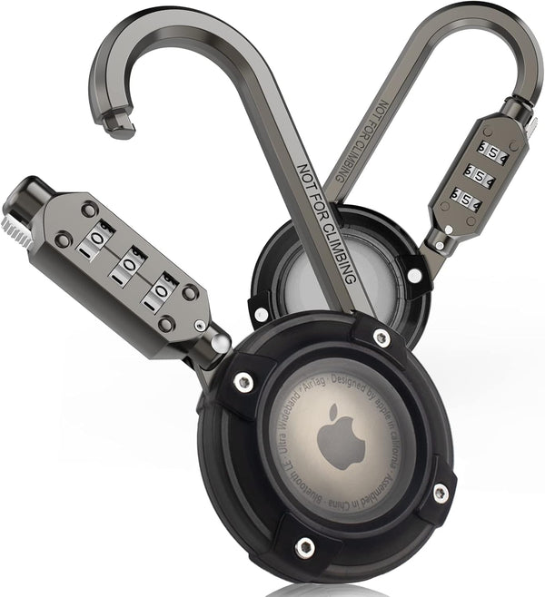 Airtag Holder with 3-Digit Combination Lock, Protective Case with Metal Carabiner