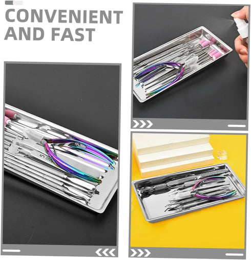 Stainless Steel Lab Tray for Beauty Salon Manicure Tools Small Instrument Organizer Tray for Tattoo Supplies