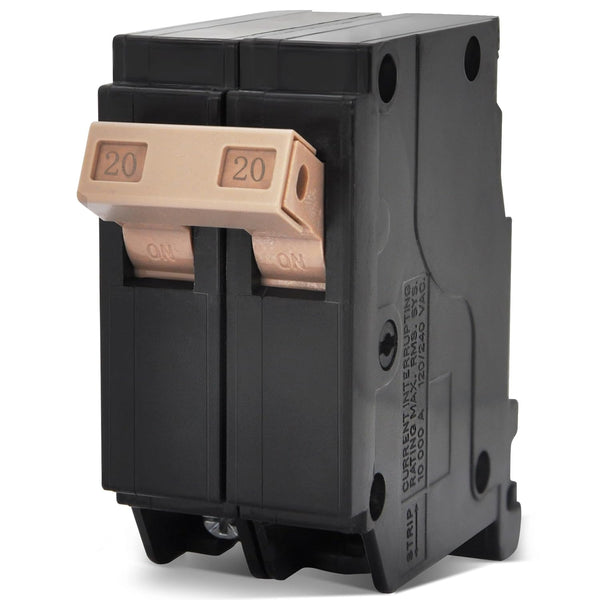 New Upgrade 220 2-Pole 20-Amp Circuit Breaker, 3/4-Inch Plug-On Molded Case Thermal Magnetic Protection 120/240V