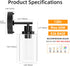 1-Light E26 Bulb GORDNWE Bathroom Wall Sconce, Matte Black Vanity Light, Modern Wall Light Fixture with Clear Glass