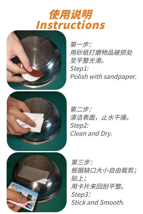10Pack Professional Aluminum Patch Repair Kit for Kitchen Cooking Pots, Strong High Temperature Resistant Patch for