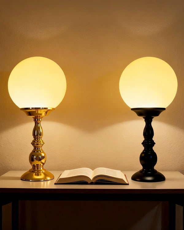 Lightdot Globe Table Lamp for Bedroom Mid Century Modern Small Desk Lamp