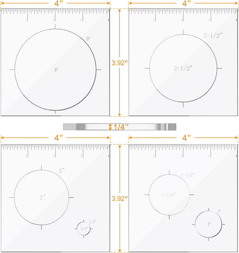Pack of 4 Circle Inlay Template Set - Router Templates for Woodworking and Decorative Router Jig