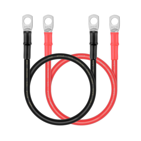 iGreely 8 AWG Battery Cable 4ft/1.2m Tinned Copper Wire with 5/16" Lugs for Solar Panel Automotive Motorcycle RV Marine