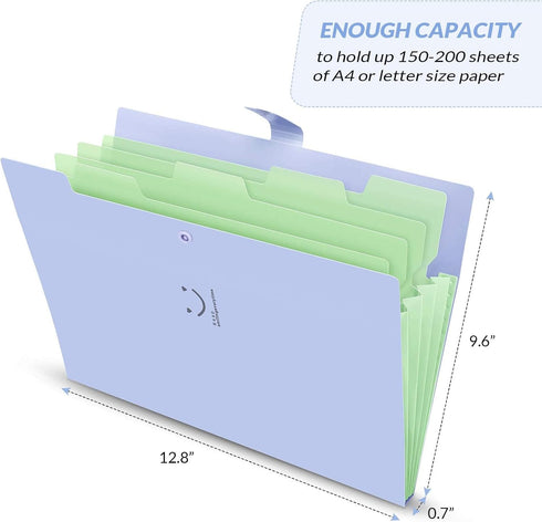 SKYDUE 4 Packs Expanding File Folder, 32 Labels, 5 Pockets A4 Letter Size Accordion Folder for School, Office
