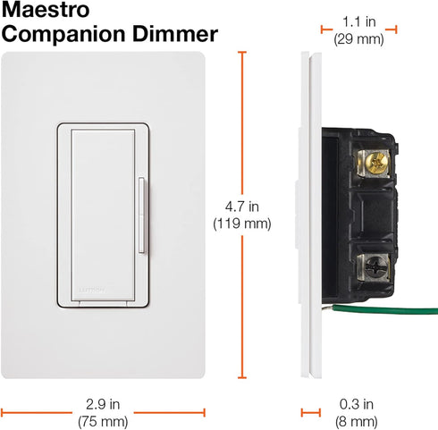Dimmer Lutron Maestro Companion Multi-Location | Not for Standalone Use | MA-R-AL, Almond