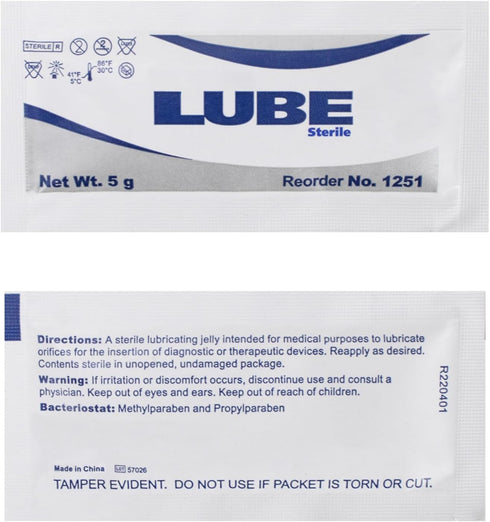 5 Packets, 0.18 oz (Pack 150) Sterile Lubricating Jelly, g Foil