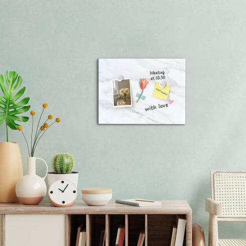 Marble Print Magnetic Dry Erase Board, 12 x 16 inches Decorative White Board for Wall, Frameless Design with Magnets