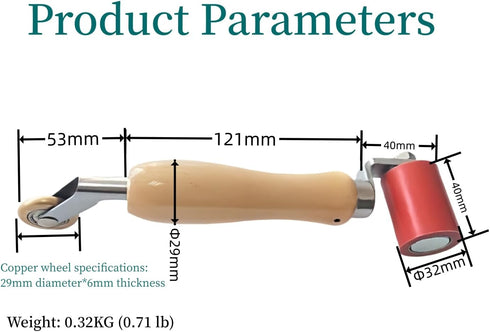 Combo Seam Rollers - 45mm Silicone Seam Roller with 6mm Brass Detail Penny Roller for Roofing