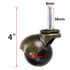 4 Pcs 2" Stem Casters, Antique Ball Caster Wheel with Insert Sockets Replacement for Sofa, Old Chair, Cabinet Furniture (Mounting Stem: 8mm x 38mm)