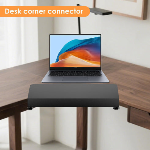 BOUNHOHE 17 inch Clamp-on Corner Desk Connector Sleeve Plate, L Desk Platform Extender Attachment, Corner Desk mat