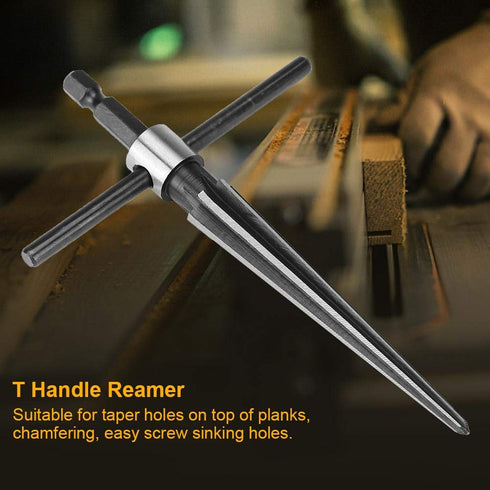 Handheld T Shape Tapered Hex Reamer, Carbon Steel Drilling Tool for Taper Holes