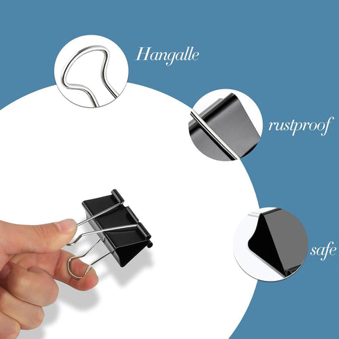 Binder Clips Paper Clamps Assorted Size, 200 Pcs in Extra Large, Large, Medium, Small, Extra Small, Mini