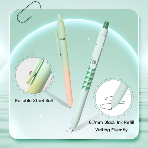Gel Pens, 10 Pcs Medium Point Smooth Writing Pens, Cute High-End Series 0.7mm Black Ink for Journaling Supplies
