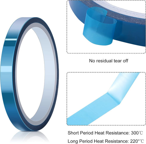 Outus 6 Rolls High Temperature Tape, Heat Resistant Vinyl Press Tape for Sublimation and 3D Printing