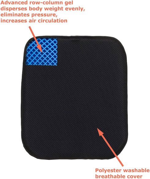 Tailbone (TD-GS1514-BLK) Tektrum Full Lumbar All Gel Orthopedic Back Cushion for Home/Office Chair, Car Seat - Entire