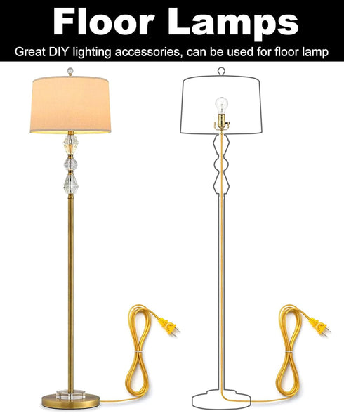 Lamp Repair Kit for Table and Floor Lamps, Rewiring Kit with 3 Way Socket Replacement, 12FT Cord, Brass Finish