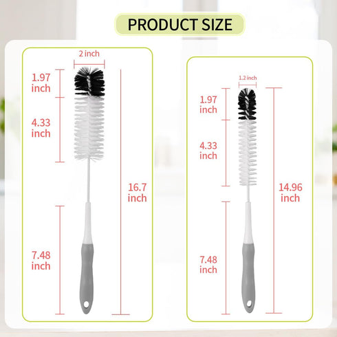 Set Bottle Cleaner Brush - Long Handle Bottle Brushes for Cleaning Narrow Neck Bottles, Beer, Wine, Baby Bottle, Pipes