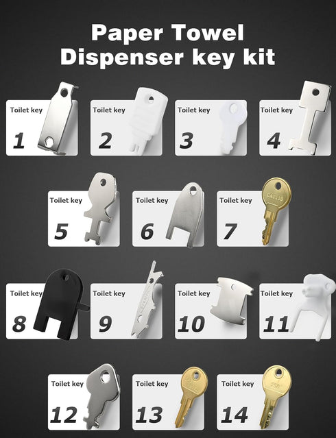29Pcs Set, Dispenser Key for Most Popular Paper Towel, Toilet Paper, Soap Dispensers Universal Replacement Keys