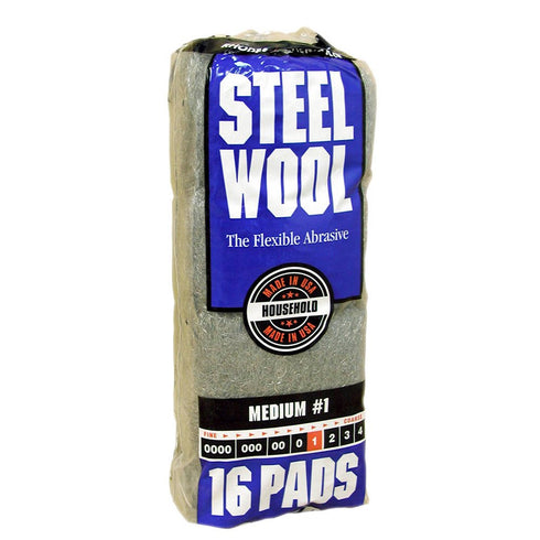 Homax Rhodes American Household Steel Wool, Medium Grade #1, 16 Pads
