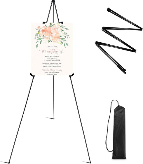 RRFTOK 63'' Instant Easel Stand for Display, Portable Ground Easel for Wedding Banner, Poster, Tabletop Easel with Bag