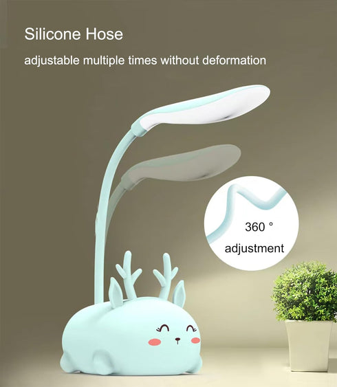 Mini Cat Table Lamp, LED Kids Lamp, Portable LED Night Light, Cute Foldable USB Rechargeable Reading Light for