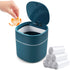 Mini Desk Trash Can with Lid, 0.5 Gallon Blue Plastic Covered Waste Basket with 180 Trash Bags