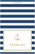 MyExpression.com 50 Pack Nautical Baby Shower Thank You Cards - in Navy Stripes with Gold Anchor