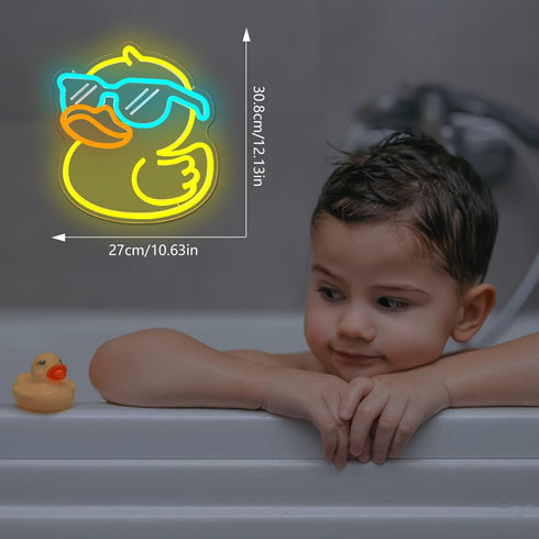 Dimmable Ajoyferris Duck Neon Sign Cool Duck Neon Lights for Bedroom Switch Cute Duck with Glasses Led Sign Bathroom
