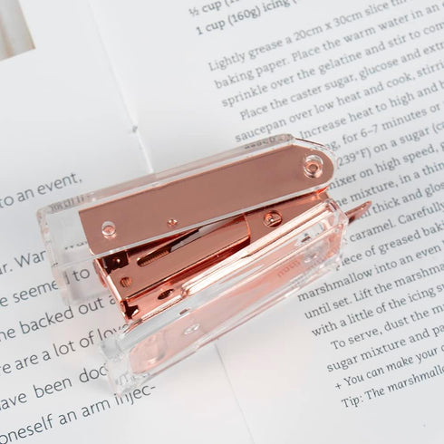 Rose Gold Mini Stapler with Clear Acrylic Body, 18 Sheets Capacity, Cute Stapler for Office, School
