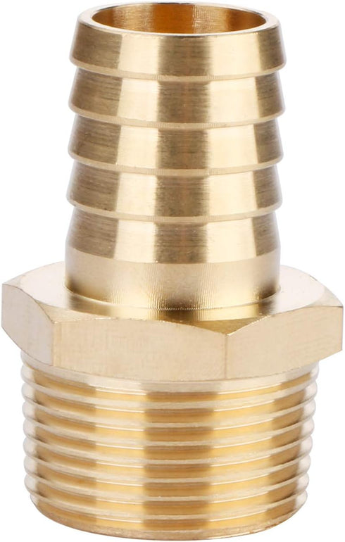 U.S. Solid Brass Hose Fitting Adapter, 3/4" Barb x 3/4" NPT Male Pipe Fittings