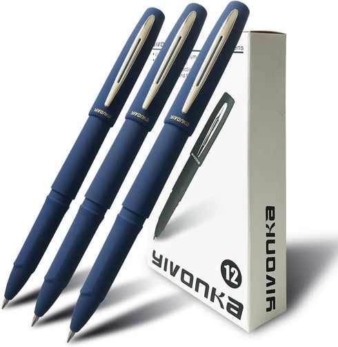 Rollerball Gel Ink Pens, 12 Pack, Blue Ink, Line Width 0.5mm for Office Supplies