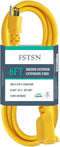 6 ft Indoor Extension Cord, 12/3 SJTW 15 AMP Heavy Duty Yellow Extension Cable with 3 Prong Grounded Plug